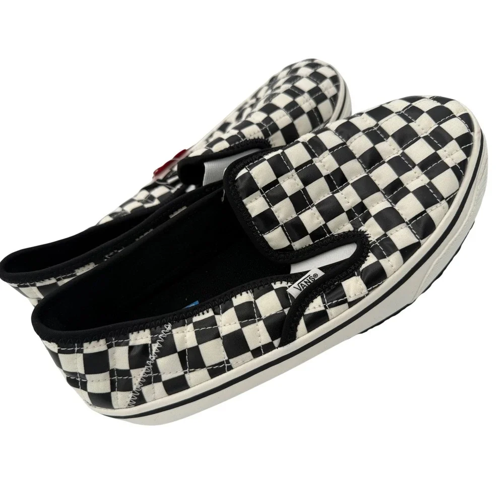Vans Slip-Er 2 Checkerboard Black White Quilted Slip On Shoes Men 8 Women 10